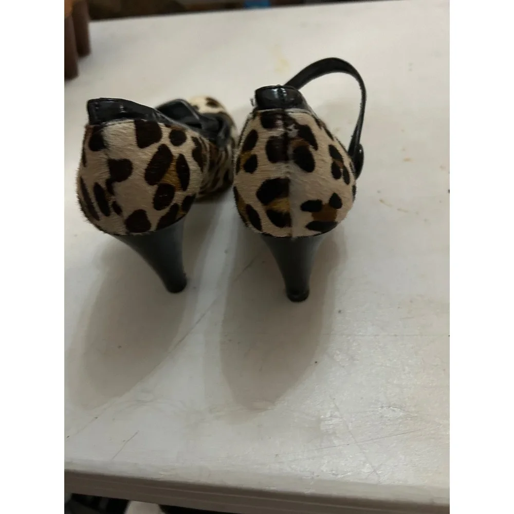 Antonio Melani Leopard Calf Hair Mary Jane Pumps Heels 6.5M Animal Print Leather